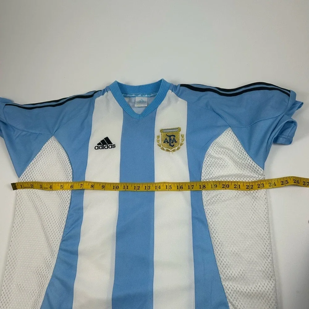 Adidas Men's SZ L VTG Argentina Mesh Soccer Y2K Blank Jersey Light Blue